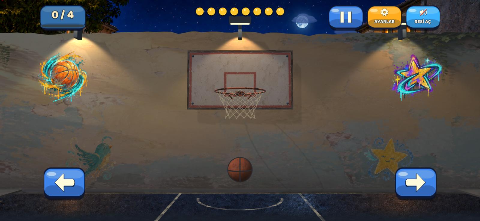 Mahalle sahasında basket atışı oyunu